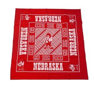 Vintage Nebraska Go Big Red Bandana Cornhuskers Collegiate NOS 21"